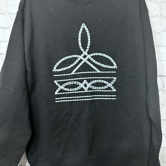 Hanes Black Crewneck Sweater with White Embroidery - Picture 1 of 3